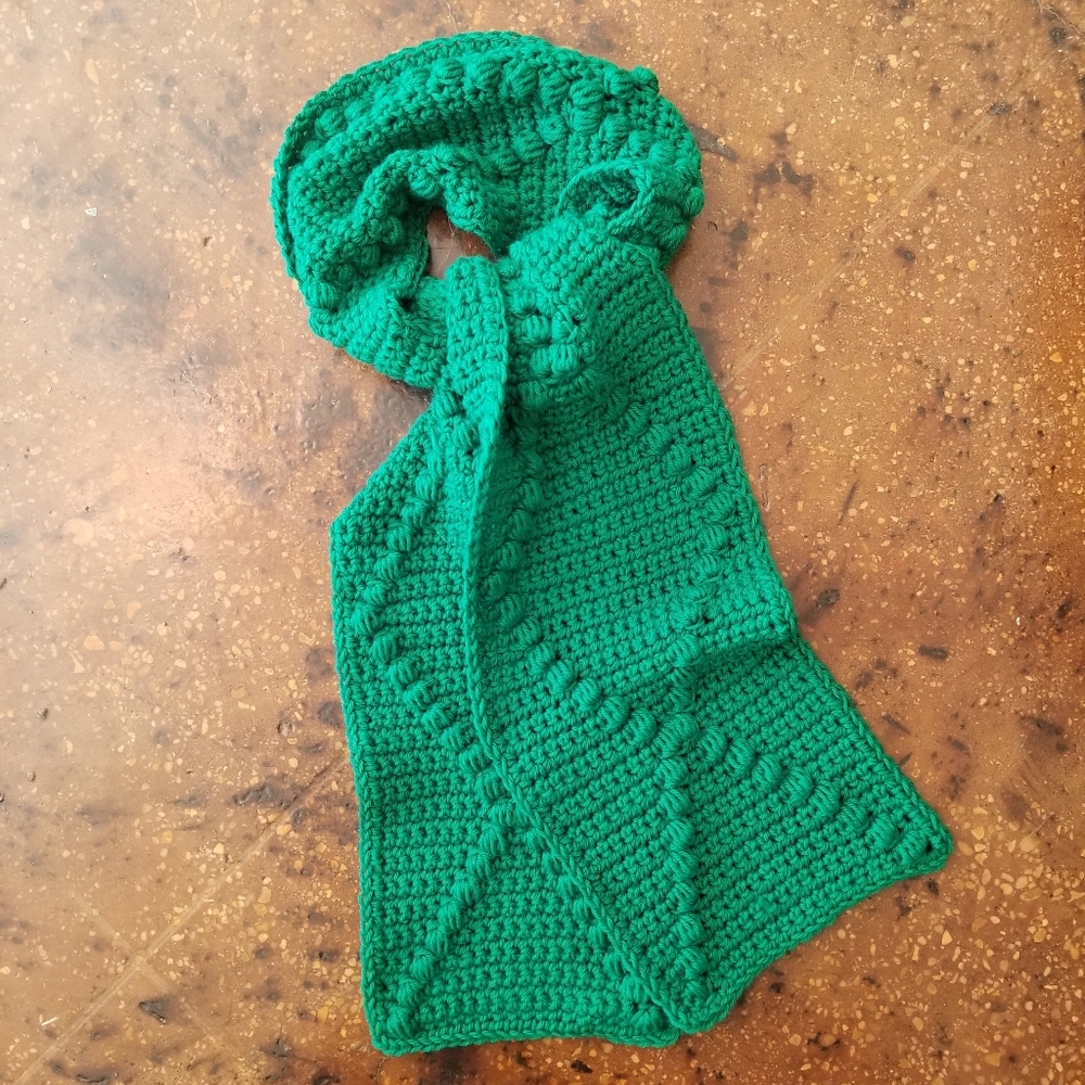 Diamond Back Solid Emerald Scarf Handmade